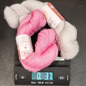 Mirasol Yarn Set in Pink & Gray. Ext Fine Merino, Mulberry Silk, Bamboo & Viscos